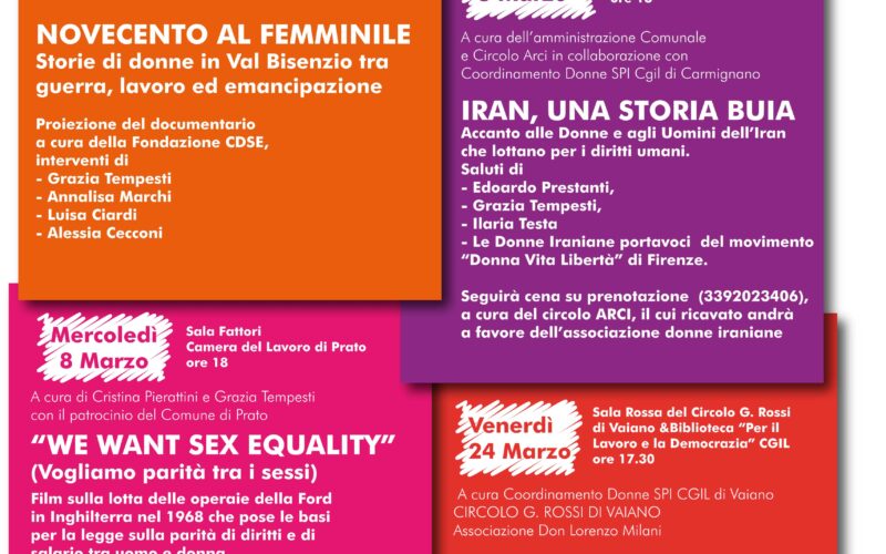 Giornata internazionale della Donna. Un mese di iniziative di Cgil e Spi Cgil coordinamento donne