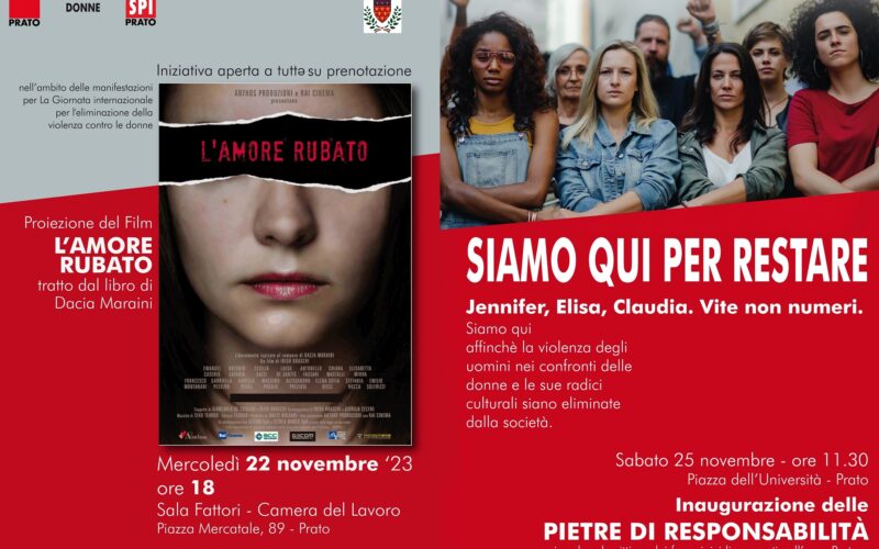 Il film “L’amore rubato” e l’installazione “Pietre di responsabilità”: le iniziative di Cgil e Coordinamento donne Spi Cgil per la Giornata contro la violenza sulle donne