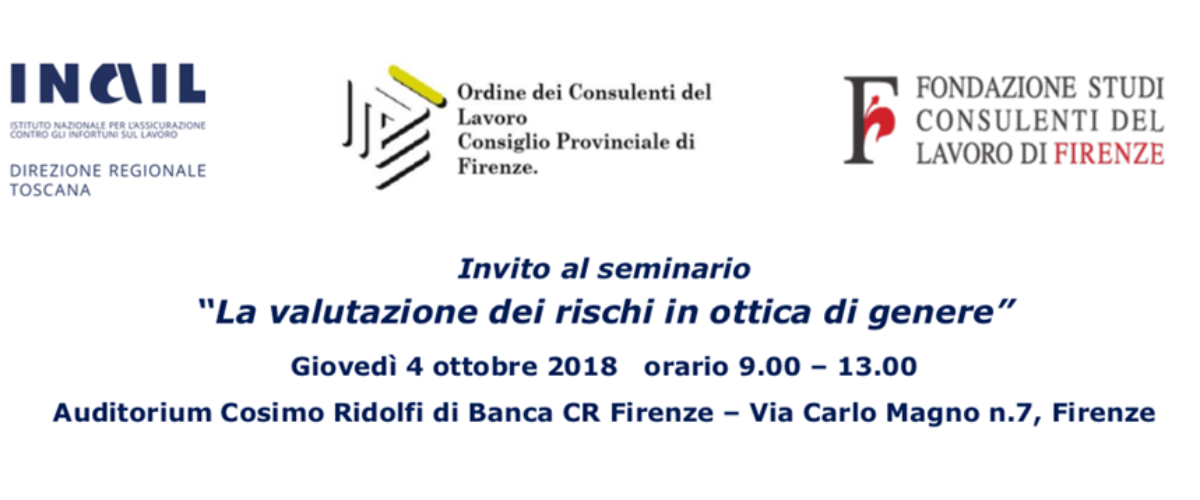 Seminario “La valutazione dei rischi in ottica di genere” 4 Ottobre 2018